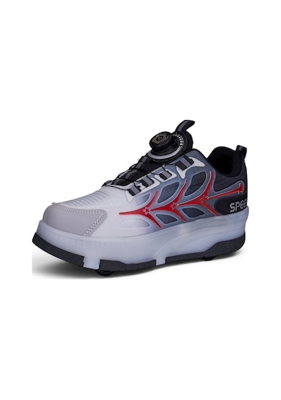 Nstil Unisex Yetişkin Çocuk Spor Ayakkabı Akıllı Bağcıklı Çıkarılabilen Patenli Işıklı Sneaker 003 Kırmızı