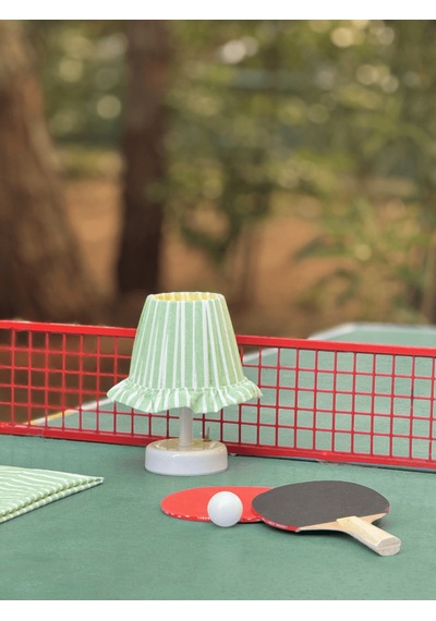 Match Point Yeşil Çizgili Kablosuz Pilli Masa Lambası - Alt Beyaz Beyaz
