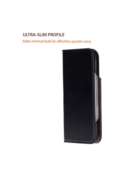 Bloomcase Sonat Obsidian Black Hakiki Deri Apple Uyumlu iPhone 17 6.3" Folio Kılıfı Siyah
