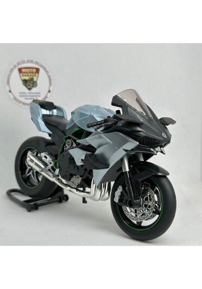 Kawasaki Ninja H2 1:12 Diecast Sesli Işıklı Motosiklet Modeli - Gri Karbon
