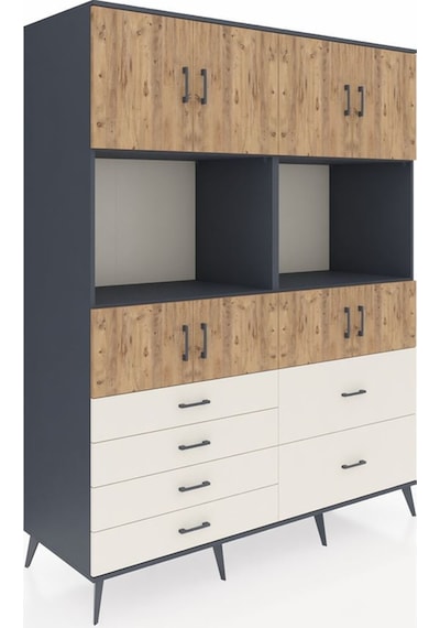 Kronos Gardrop 8 Raflı 6 Çekmeceli 8 Kapaklı 176x59x221 Antrasit-çam/aytaşı Çam/aytaşı Kronos Gardrop 8 Raflı 6 Çekmeceli 8 Kapaklı 176x59x221 Antrasit-çam/aytaşı Çam/aytaşı