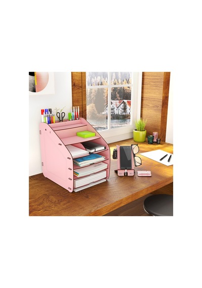 Design Otto Fx Large Modest 6 Renk A4 Evrak Rafı Masaüstü Organizer Pembe - 74202719 Pembe