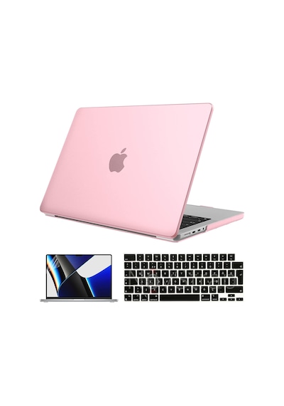 NovStrap Apple Uyumlu MacBook Pro 2021 M1 16.2 inc A2485 Parlak Kılıf + Siyah Klavye Kılıfı + Film