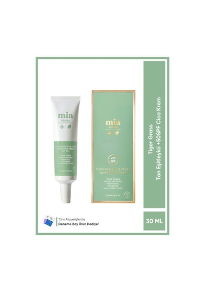 Mia Klinika Tiger Grass Ton Eşitleyici Kızarıklık Karşıtı Cica Krem SPF50+ 30 ML