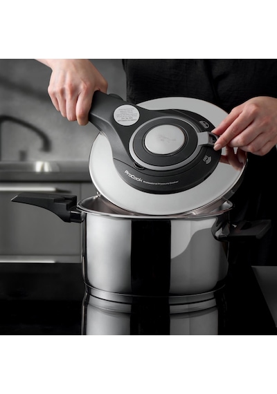 Jumbo Procook 4,5 Lt Siyah - Gri Düdüklü Tencere Gümüş - Siyah