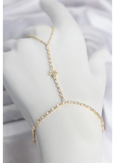 Gold Renk Pirinç Zirkon Taşlı Yıldız Model Şahmeran Renkli