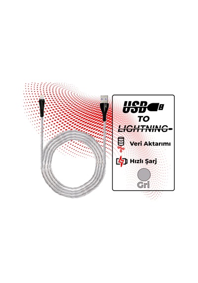 Ttaf T-CHR-04-3 USB-A To USB-C 2.4 A Işıklı Şarj Data Aktarım Kablosu 1 M
