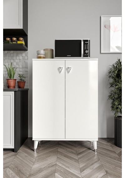 Simple Çok Amaçlı Dolap Mutfak Balkon Kiler Banyo Ayakkabılık Dolabı Beyaz Gümüş