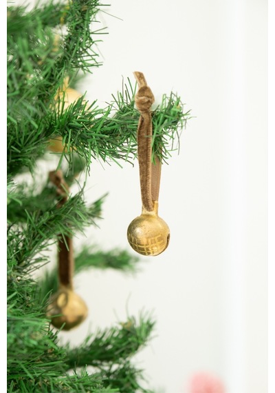 X Den.interiors Yılbaşı Ağaç Süsü Boz Yeşil Küçük Gold Top Çan Boz Yeşil - 663813123