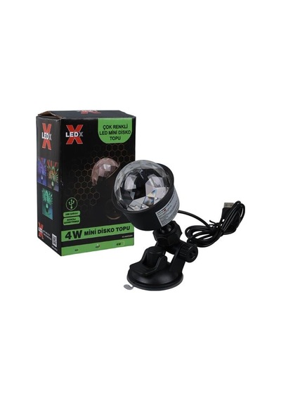 Ledx Al-kx-6889 Projeksiyon Atmosferli Usbli 4 Watt Şarjlı Sihirli Rgb Led Disko Topu Siyah