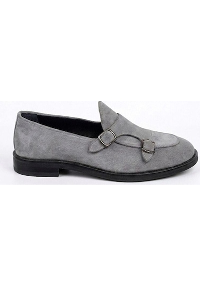 Lofer Erkek Süet Eva Tabanlı Tokalı Klasik Loafer Gri