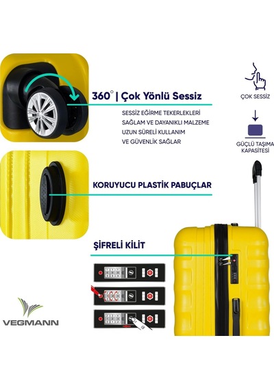 Vegmann Delphin Sarı Büyük Boy Valiz