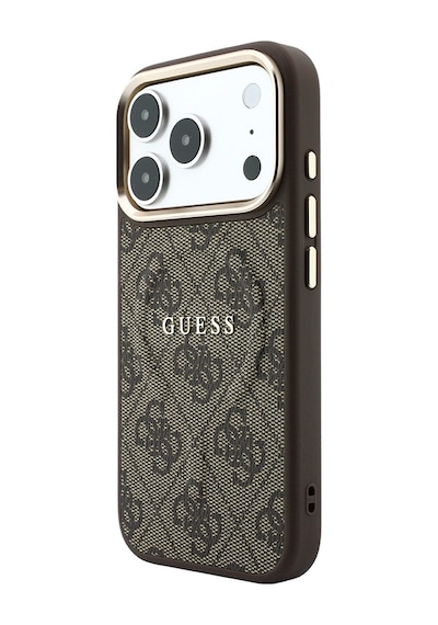 Apple iPhone Uyumlu 18 Pro Max Kılıf Guess Lisanslı M-safe  C-magnet 4g Desenli Yazı Logolu Kapak Kahveren Kahverengi
