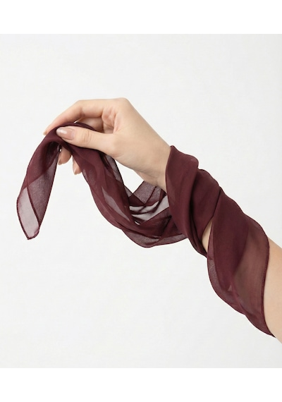 Jz Shop Düz Sade Şifon Kare Fular - Zarif Kadın Boyun Fuları Ve Bandana 50x50cm Bordo
