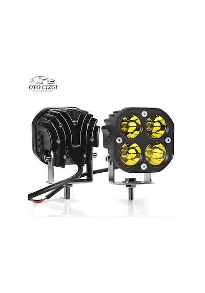 3 İnç 40w Kare Led Çalışma Ve Sis Lambası - 3500k Sarı Işık 4000lm / 4 Xhp50 Led