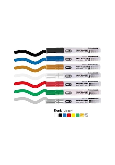 Mas Permanent Marker Demirbaş Kalemi Siyah 12'li Paket Çok Renkli