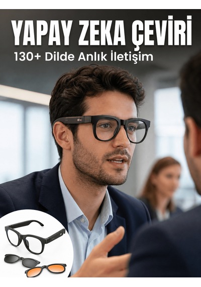 Yapay Zekâ Destekli Bluetooth Akıllı Gözlük Açık Kulak Ses Teknol