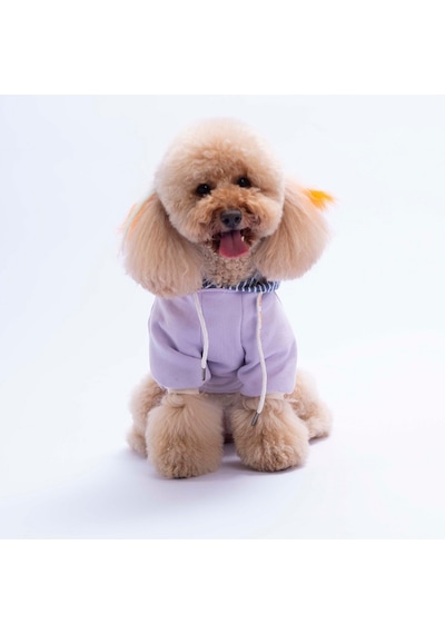 Lila Sera Stripe Köpek Hoodie Köpek Sweat Köpek Kıyafeti Kedi Kıyafeti
