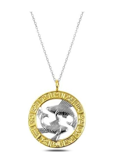 925 Ayar Gümüş Gold Balık Burcu Gümüş Kolye Gri