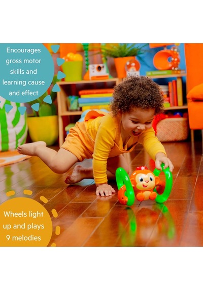 Bright Starts Roll & Glow Monkey 6 Ay Ve Üzeri İçin Işıklı Ve Sesli Emekleyen Bebek Oyuncağı
