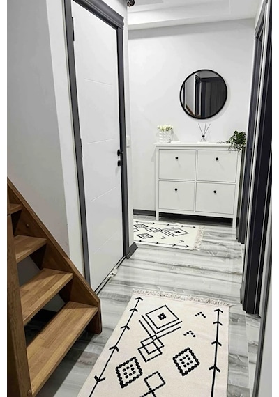 Dekoratik Yuvarlak Ayna 45 Cm Çap Antre Hol Koridor Duvar Salon Mutfak Banyo Ofis Makyaj Aynası - Siyah Siyah
