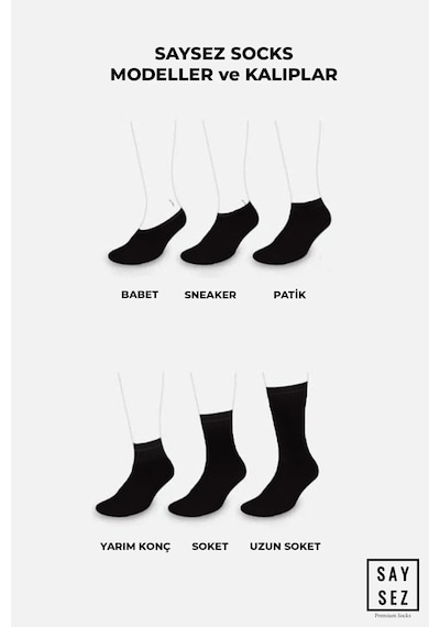 Saysez Bambu Kadın Sneaker Gri M Çorap Dikişsiz Görünmez Bilek Spor 4'lü Gri Melanj