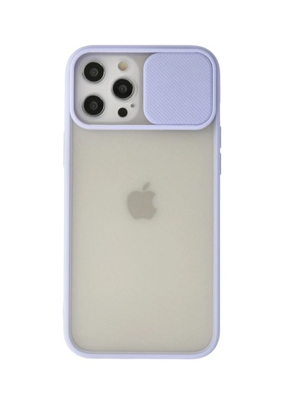 Apple İphone 12 Pro Max Kılıf Palm Buzlu Kamera Sürgülü Silikon - Lila Çok Renkli