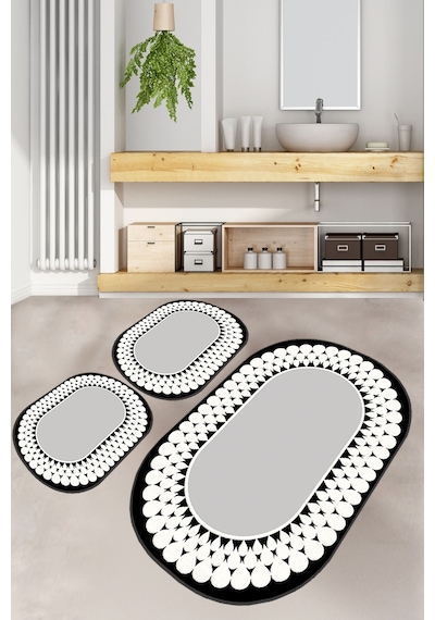 BALLOCH DJT 3 LU SET Banyo Halısı Banyo Paspası Çok Renkli
