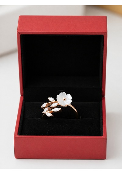 Çekirdekjewelry 925 Ayar Gümüş Manolya Çiçekli Ayarlanabilir Yüzük Pembe