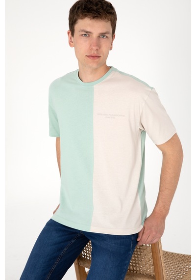 U.S. Polo Assn. Erkek Comfort Fit Bisiklet Yaka Su Yeşili Tişört 50306903-VR048