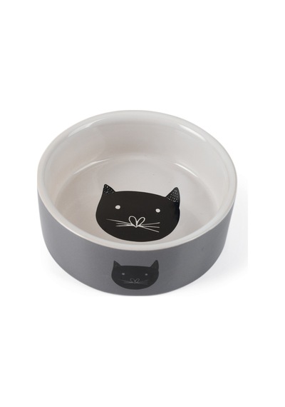 Beeztees Kedi Mama Su Kabı, Seramik, Gri, 11,5cm, 180ml