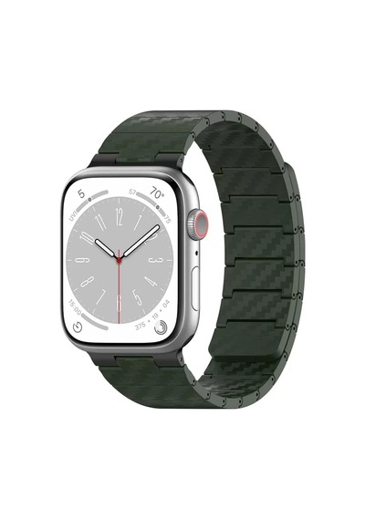 Movenchy Apple Watch 45mm Carbon Steel Kordon - Koyu Yeşil