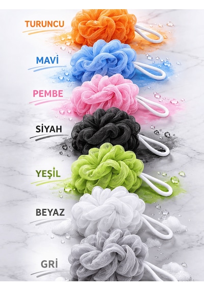 Beylini 2li Karışık Banyo Lifi Büyük Boy 35gr Vücut Duş Kesesi File Top Lif Peeling Etkili Hijyenik Temizlik