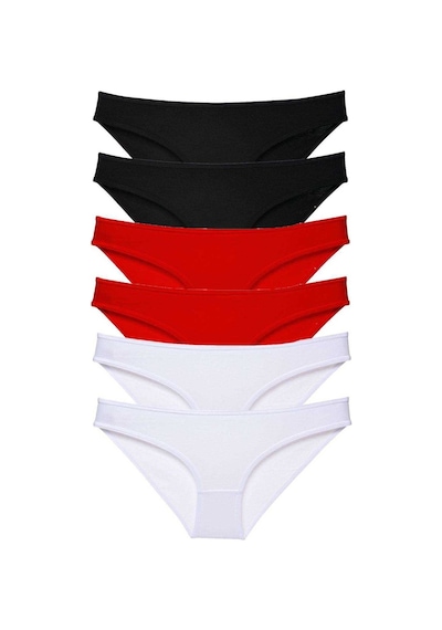 6 adet Süper Eko Set Likralı Kadın Slip Külot Siyah Kırmızı Beya Çok Renkli