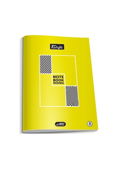 A4 Boy Plastik Kapak 40 Yaprak Kareli Defter Kenarı Kırmızı Çizgili 1 Adet Newstyle - Sarı