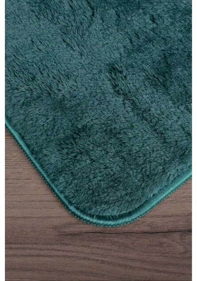 Relax Petrol Yeşili 80x150 + 50x80 Cm Büyük Boy 2'li Banyo Halısı Paspası Seti Kaymaz Klozet Takımı Yeşil