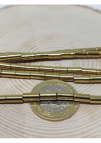 Yasam Tohumu Hematit Taşı Silindir Yarım Dizi 4x8 MM 36770 18 CM Çok Renkli