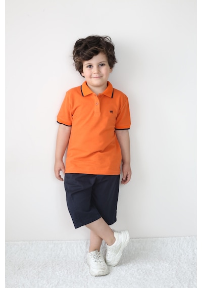 Pike Tişört/gab Şortlu Takım 2-9 Yaş Oranj - Lacivert Pike Tişört/gab Şortlu Takım 2-9 Yaş Oranj - Lacivert