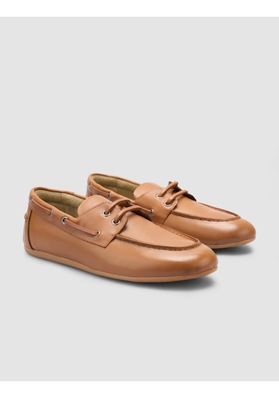 %100 Hakiki Deri Taba Kadın Loafer Taba