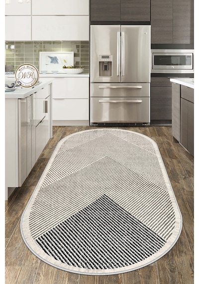 West Home Makinede Yıkanabilir Kaymaz Taban Leke Tutmaz Oval Salon Halısı Mutfak Halısı Ve Yolluk Wh 586 Beige Oval
