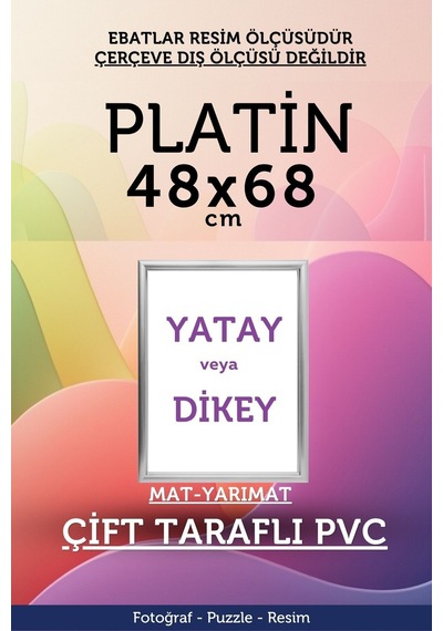 Platin-22mm-48x68 Cm Mat Pvc Li Camsız Fotoğraf 1000 Parça Puzzle Belge Çerçeve Yatay Dikey Asılabilme. 35746356