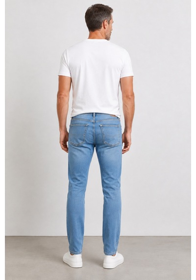 Bihan Store Erkek Slim Fit Esnek Denim Jean Pantolon Mc Clap 008-buz Mavisi
