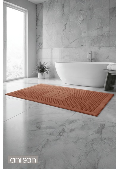 Zivra Kiremit Ayak Havlusu - 70x130cm, 790gr, %100 Pamuk, Spa Ve Otel Banyo Paspası, Günlük Kullanıma Kiremit
