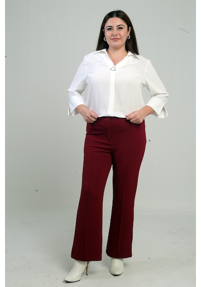 By Saygı Kadın Beli Lastikli En Boy Likralı Örme Krep Çımalı Büyük Beden Palazzo Pantolon Bordo By Saygı Kadın Beli Lastikli En Boy Likralı Örme Krep Çımalı Büyük Beden Palazzo Pantolon Bordo