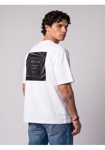 Black Nova Oversize Baskılı Unisex Tişört Black Nova Tag Beyaz