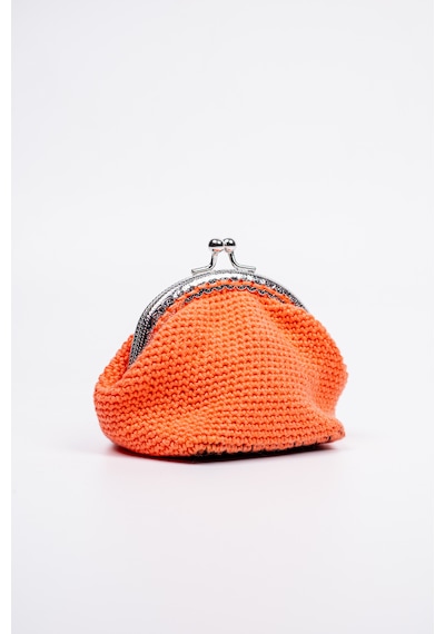 Fabric Craft Bag Bozuk Para Cüzdanı Merserize Pamuk Klipsli Örgü Turuncu