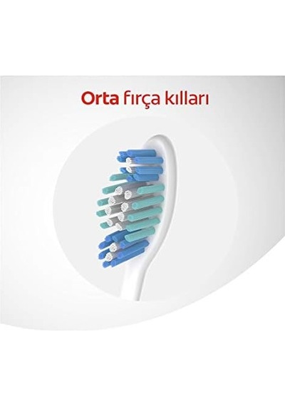 Üçlü Etki Dil Temizleyicili Arka Dişlere Uzanan Orta Diş Fırçası Açık Ahşap