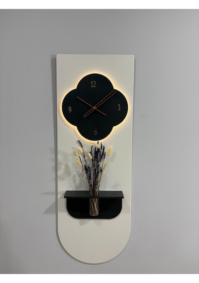 Yonca Ahşap Pilli Ledli İskandinav Tarzı Salon Duvar Saati Modern Çiçeklik 40 X 110 Cm Paris Grisi - Antrasit