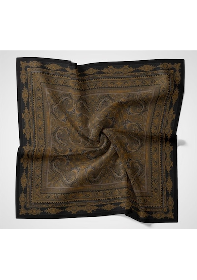 Silk Home Viskon Velora Eşarp Dört Mevsim Koyu Siyah 90x90 Çok Renkli