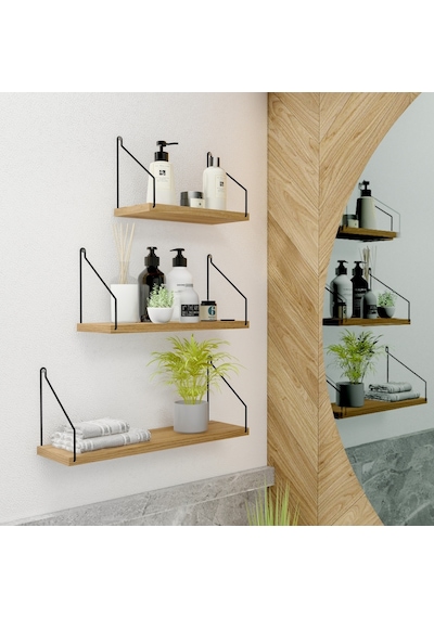Roomiehome Catchme Mutfak Banyo Yaşam Alanı Duvar Rafı Kitaplık 3'lü Set - 445233612